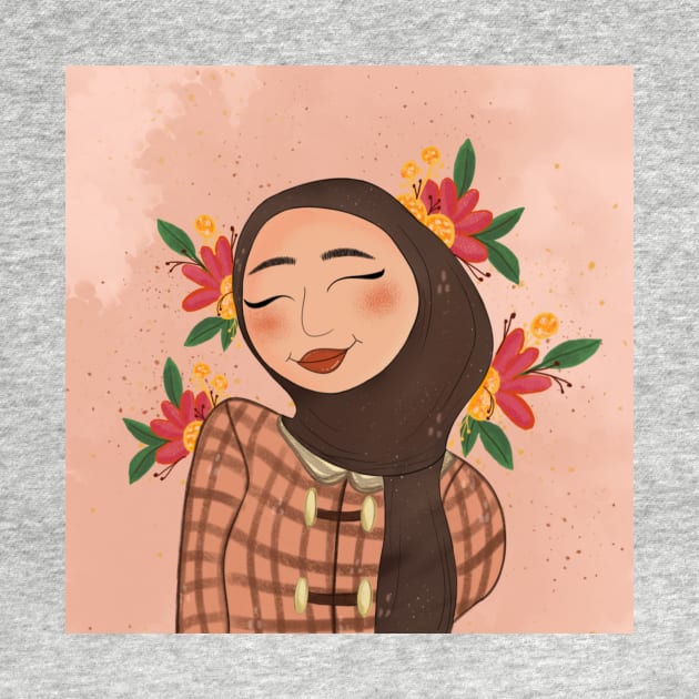 Flower girl in brown hijab by SanMade